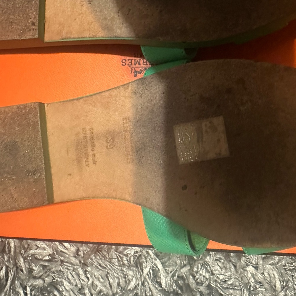 Hermes Oran Sandals vert pomme - Picture 3 of 6